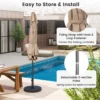 230 cm patioparasol robuuste parasol met drukknop kantelfunctie zwengel geventileerd scherm verstelbare hoek grote tafelparasol bruin 5