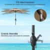 230 cm patioparasol robuuste parasol met drukknop kantelfunctie zwengel geventileerd scherm verstelbare hoek grote tafelparasol bruin 6