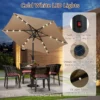 230 cm zonnescherm op zonne energie voor terras stevig zonnescherm met led verlichting kantelknop zwengel geventileerd beige 6