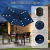 230 cm zonnescherm op zonne energie voor terras stevig zonnescherm met led verlichting kantelknop zwengel geventileerd donkerblauw 5