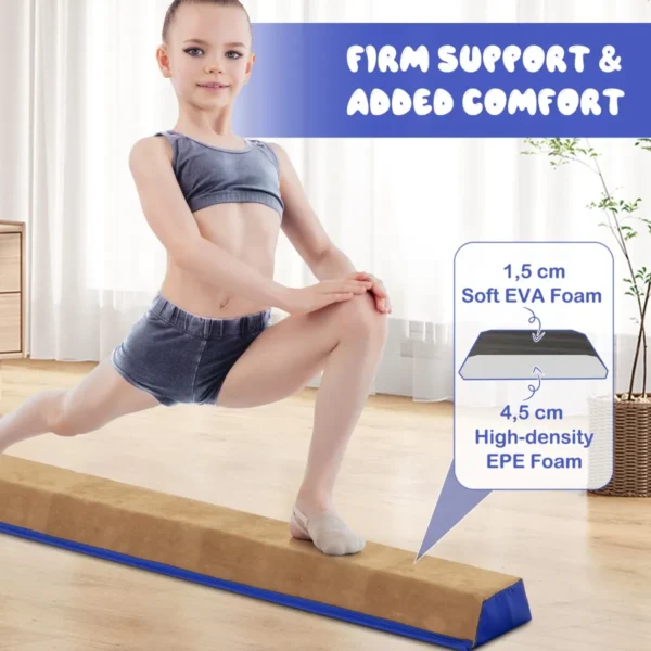 240 cm opvouwbare evenwichtsbalk draagbare turnbalk met zacht schuim & handgrepen voor kinderen thuis gymnastiek blauw 3
