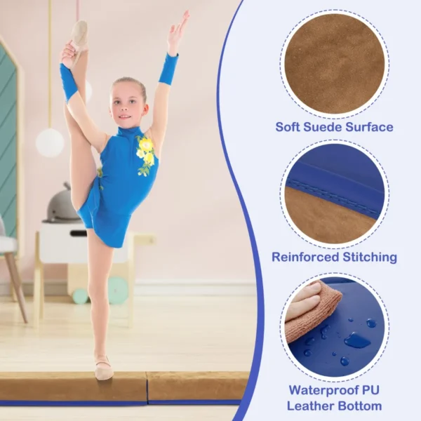 240 cm opvouwbare evenwichtsbalk draagbare turnbalk met zacht schuim & handgrepen voor kinderen thuis gymnastiek blauw 7