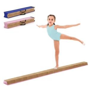 240 cm opvouwbare evenwichtsbalk draagbare turnbalk met zacht schuim & handgrepen voor kinderen thuis gymnastiek roze 1