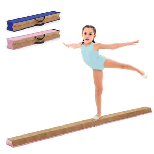 240 cm opvouwbare evenwichtsbalk draagbare turnbalk met zacht schuim & handgrepen voor kinderen thuis gymnastiek roze 1