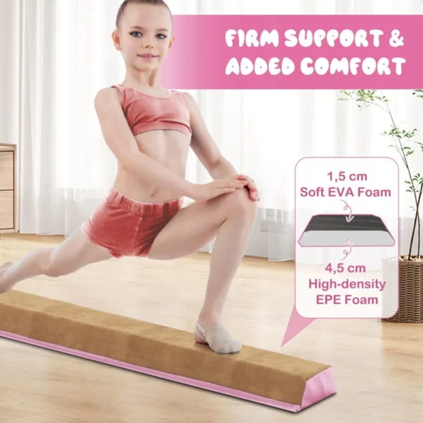 240 cm opvouwbare evenwichtsbalk draagbare turnbalk met zacht schuim & handgrepen voor kinderen thuis gymnastiek roze 3
