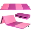 240 x 120 x 5cm gymnastiek mat opvouwbare oefenmat met handvat afneembare kunstleeren hoes lichtgewicht tumbling mat roze 1