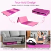 240 x 120 x 5cm gymnastiek mat opvouwbare oefenmat met handvat afneembare kunstleeren hoes lichtgewicht tumbling mat roze 5