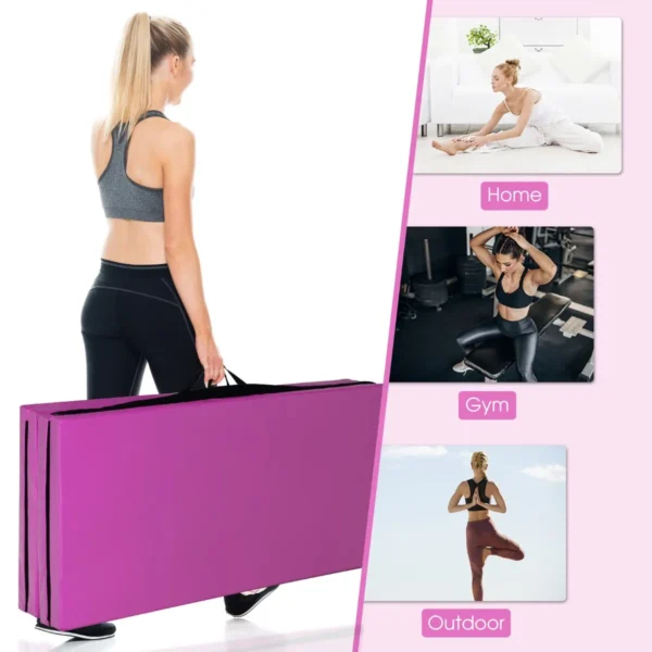 240 x 120 x 5cm gymnastiek mat opvouwbare oefenmat met handvat afneembare kunstleeren hoes lichtgewicht tumbling mat roze 6