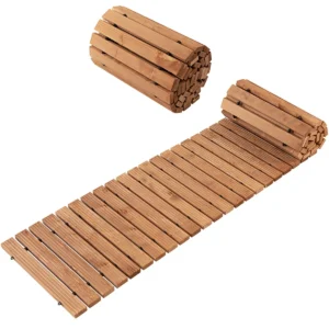 245 cm houten tuinpad recht weerbestendig buitenpad met staaldraad en antisliptextuur houten pad voor tuin binnenplaats aan zee 1