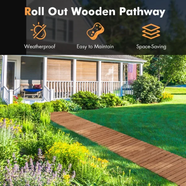 245 cm houten tuinpad recht weerbestendig buitenpad met staaldraad en antisliptextuur houten pad voor tuin binnenplaats aan zee 3