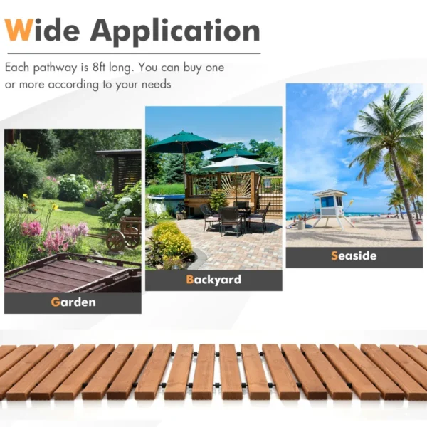 245 cm houten tuinpad recht weerbestendig buitenpad met staaldraad en antisliptextuur houten pad voor tuin binnenplaats aan zee 5