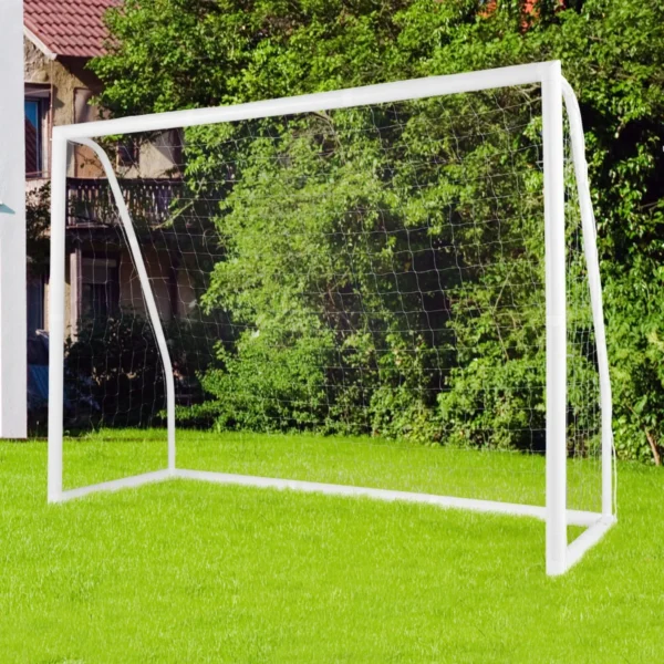 245 x 182 cm voetbaldoel weerbestendig voetbalnet & upvc frame met grondpennen en kegels voor training thuis en in de tuin 7