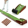 274 cm golf putting oefenmat golf puttingbaan met automatische balterugloop met 1 hole richtlijn 3 golfballen voor binnen/buiten gebruik 1