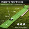 274 cm golf putting oefenmat golf puttingbaan met automatische balterugloop met 1 hole richtlijn 3 golfballen voor binnen/buiten gebruik 7