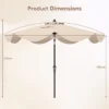280 cm terras parasol met zwengel kanteling met drukknop marktparasol met dubbele luifel robuust buitenparasol beige 2