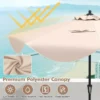 280 cm terras parasol met zwengel kanteling met drukknop marktparasol met dubbele luifel robuust buitenparasol beige 3