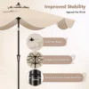 280 cm terras parasol met zwengel kanteling met drukknop marktparasol met dubbele luifel robuust buitenparasol beige 4