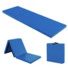 3 delige opvouwbare oefenmat antislip gymnastiekmat lichtgewicht draagbaar met 2 handgrepen 3 zijdig klittenband blauw 1