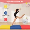3 delige opvouwbare oefenmat antislip gymnastiekmat lichtgewicht draagbaar met 2 handgrepen 3 zijdig klittenband geel+blauw+rood 5
