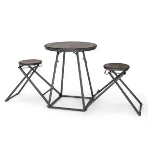 3 delige ronde tafel en krukset voor 2 personen bartafel met 2 inklapbare krukken moderne eetkamerset voor kleine kamers 1