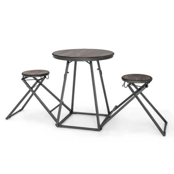 3 delige ronde tafel en krukset voor 2 personen bartafel met 2 inklapbare krukken moderne eetkamerset voor kleine kamers 1