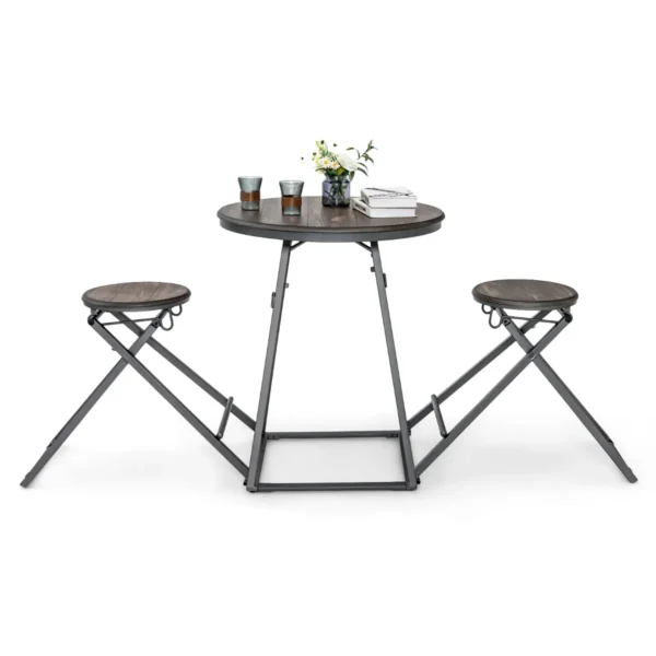 3 delige ronde tafel en krukset voor 2 personen bartafel met 2 inklapbare krukken moderne eetkamerset voor kleine kamers 2