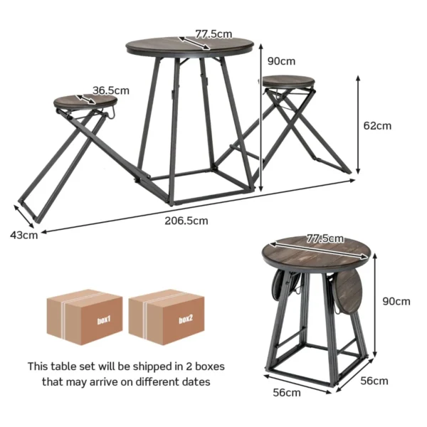 3 delige ronde tafel en krukset voor 2 personen bartafel met 2 inklapbare krukken moderne eetkamerset voor kleine kamers 3