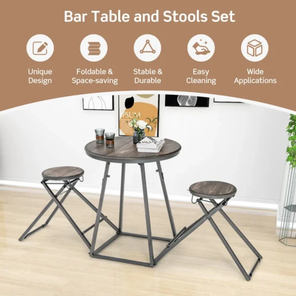 3 delige ronde tafel en krukset voor 2 personen bartafel met 2 inklapbare krukken moderne eetkamerset voor kleine kamers 4