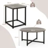 3 delige salontafelset ronde salontafel en 2 vierkante bijzettafels met stevig metalen frame 3 moderne salontafels grijs 3