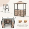 3 delige terrasbarset grillpaviljoen en 2 barkrukken met bartafel van gehard glas metalen planken en glashouder bruin 3