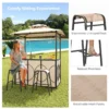 3 delige terrasbarset grillpaviljoen en 2 barkrukken met bartafel van gehard glas metalen planken en glashouder bruin 7