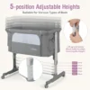 3 in 1 baby wiegje met 5 standen verstelbare hoogte 10° kanteling draagbaar wiegje voor baby & kind licht grijs 5