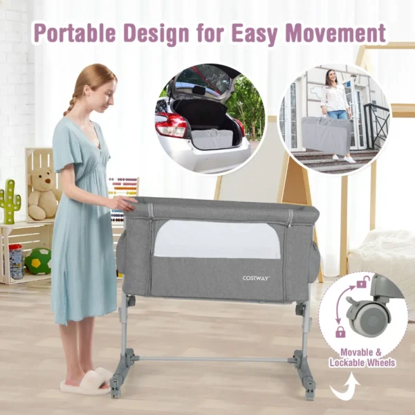 3 in 1 baby wiegje met 5 standen verstelbare hoogte 10° kanteling draagbaar wiegje voor baby & kind licht grijs 7