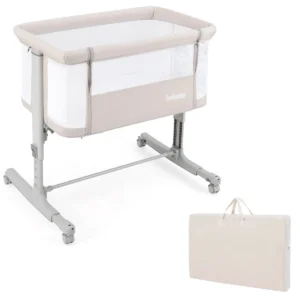 3 in 1 babybedje & babywiegje & kinderbedje met matraswiegje met draagtas wieg beige 1