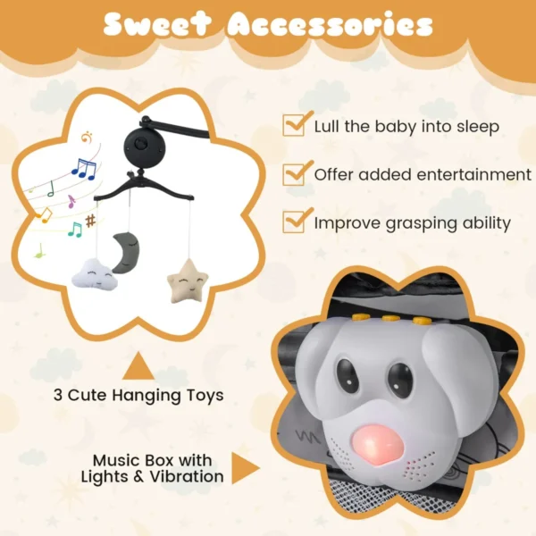 3 in 1 box voor baby's van 0 tot 3 jaar afneembare luiertafel matras muziekdoosje opbergtas met vergrendelbare wielen en draagtas 3