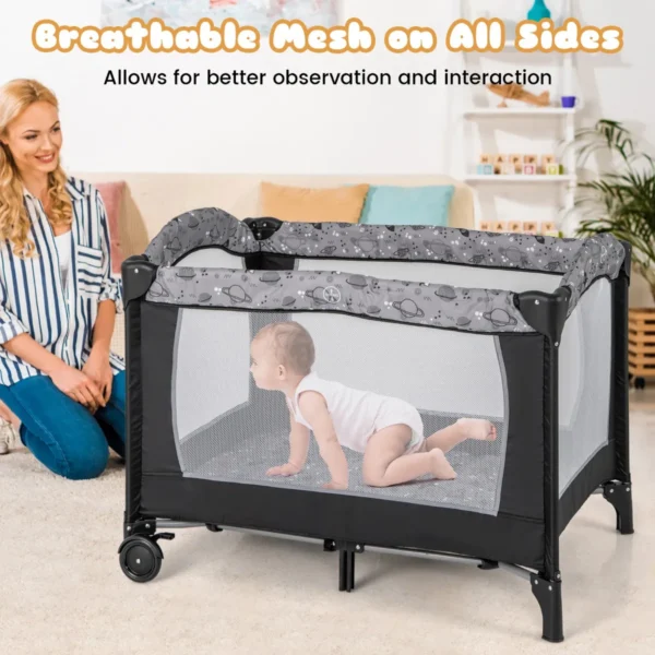 3 in 1 box voor baby's van 0 tot 3 jaar afneembare luiertafel matras muziekdoosje opbergtas met vergrendelbare wielen en draagtas 5