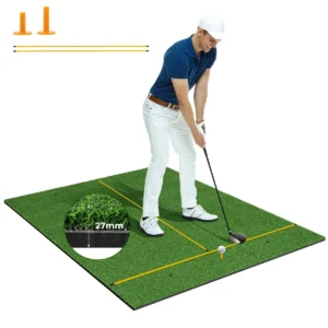 3 in 1 golftrainingsmat kunstgrastrainingsmat met 2 golfspikes 2 uitlijnstangen en 6 voorgeboorde gaten voor spikes 1