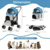 3 in 1 huisdierwagen met verwijderbare drager opvouwbare transportwagen voor honden & katten 4 wiel reiswagen blauw 3