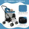 3 in 1 huisdierwagen met verwijderbare drager opvouwbare transportwagen voor honden & katten 4 wiel reiswagen blauw 7