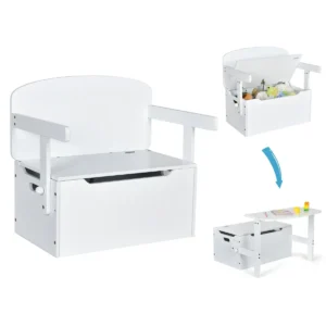 3 in 1 kinderen activiteitentafel set met bureau & bankje & opbergdoos voor kleuterschool kinderkamer woonkamer wit 1