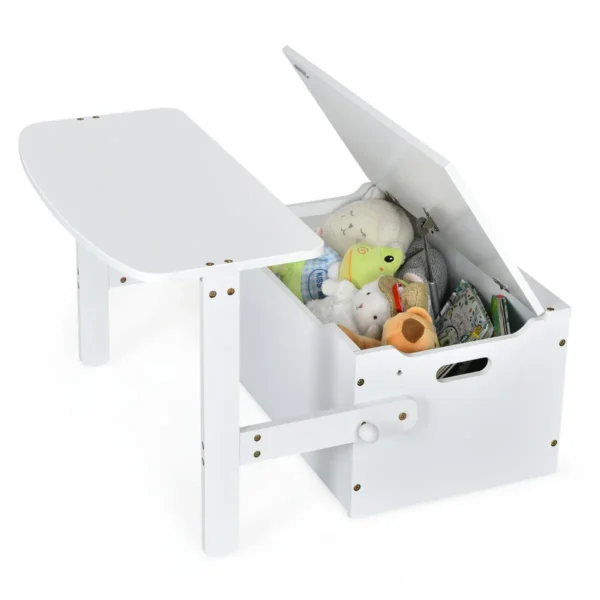 3 in 1 kinderen activiteitentafel set met bureau & bankje & opbergdoos voor kleuterschool kinderkamer woonkamer wit 2