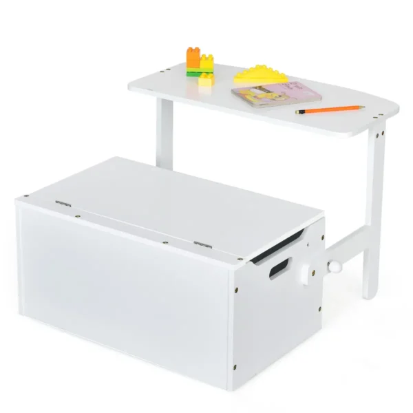 3 in 1 kinderen activiteitentafel set met bureau & bankje & opbergdoos voor kleuterschool kinderkamer woonkamer wit 3