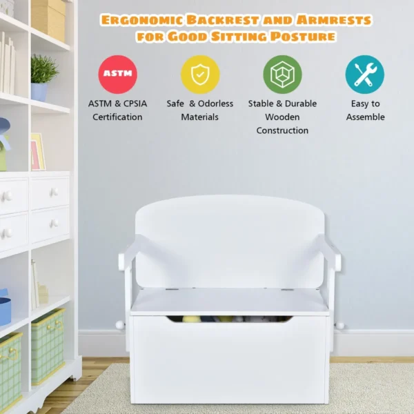 3 in 1 kinderen activiteitentafel set met bureau & bankje & opbergdoos voor kleuterschool kinderkamer woonkamer wit 5