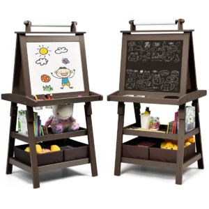 3 in 1 kinderezel kinderbord dubbelzijdig whiteboard staand bord inclusief magneten voor peuters koffie 1