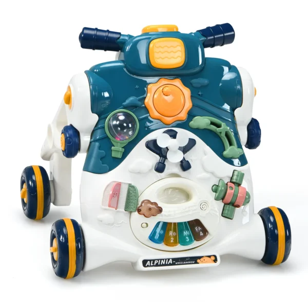 3 in 1 loopstoeltje met licht & muziek kinderwagen met speelbord donkerblauw 2
