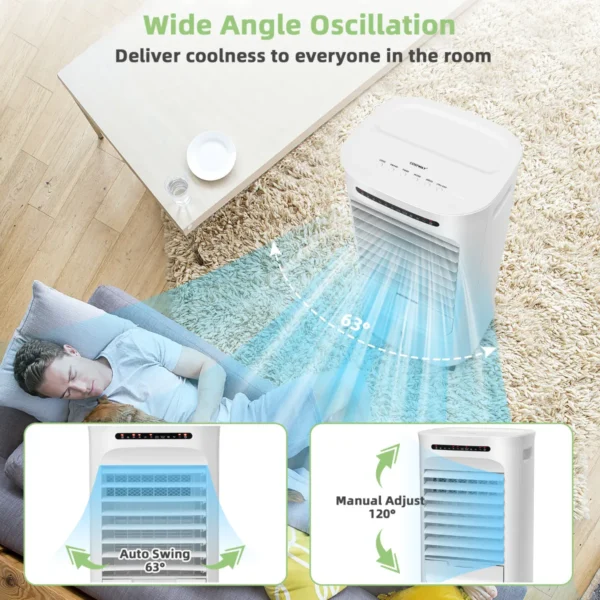 3 in 1 mobiele airconditioning verdampingsluchtkoeler met ventilator en luchtbevochtiger draagbare stille koeler wit 5