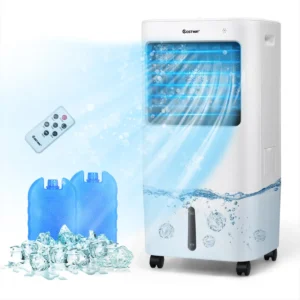 3 in 1 mobiele luchtkoeler met 2 koelaccu's airconditioning luchtreiniger airconditioner tank van 20 liter 7,5 uur timer 4 standen 1