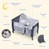 3 in 1 opvouwbaar babybedje luiertafel afneembaar en verstelbaar net inclusief muziekdoos hangend speelgoed en draagtas grijs 5