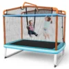 3 in 1 rechthoekige kindertrampoline voor buiten met schommel & horizontale rekstok tuintrampoline met veiligheidsnet 190 x 124 cm 1