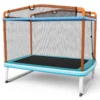 3 in 1 rechthoekige kindertrampoline voor buiten met schommel & horizontale rekstok tuintrampoline met veiligheidsnet 190 x 124 cm 4